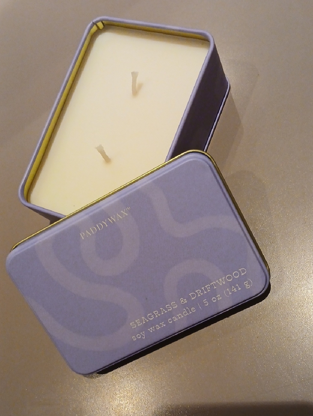 NEW Paddywax Seagrass & Driftwood Soy Wax Candle Tin - Lavender